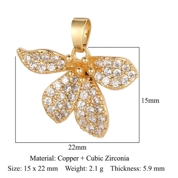 Cubic Zirconia Inlay Brass Jewelry Charms - Image 4