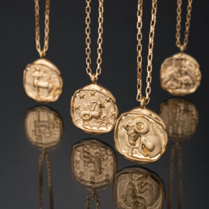 gold stainless steel zodiac pendant necklace