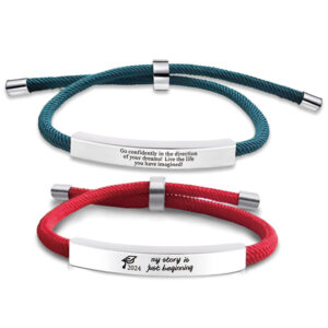 engraved stainless steel rope bracelet