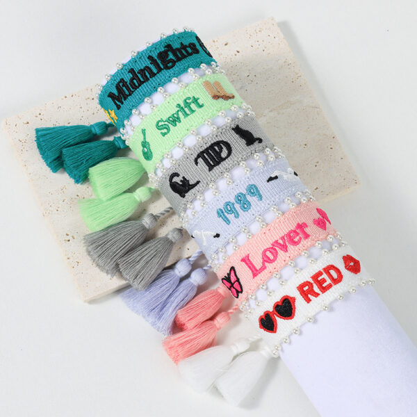 Taylor Swift Song Title Embroidered Woven Bracelet - Image 4