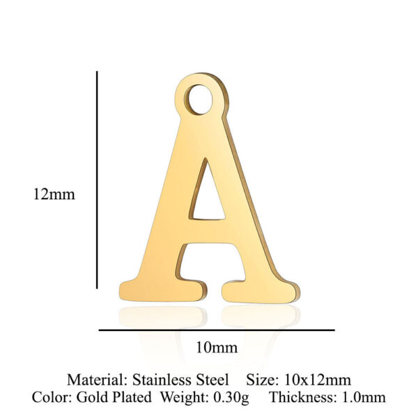 Stainless Steel Letter Charm Pendant - Image 2