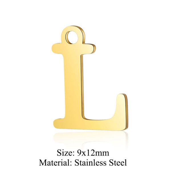 Stainless Steel Letter Charm Pendant - Image 4