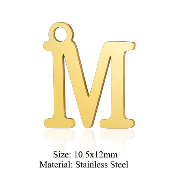 Stainless Steel Letter Charm Pendant - Image 5