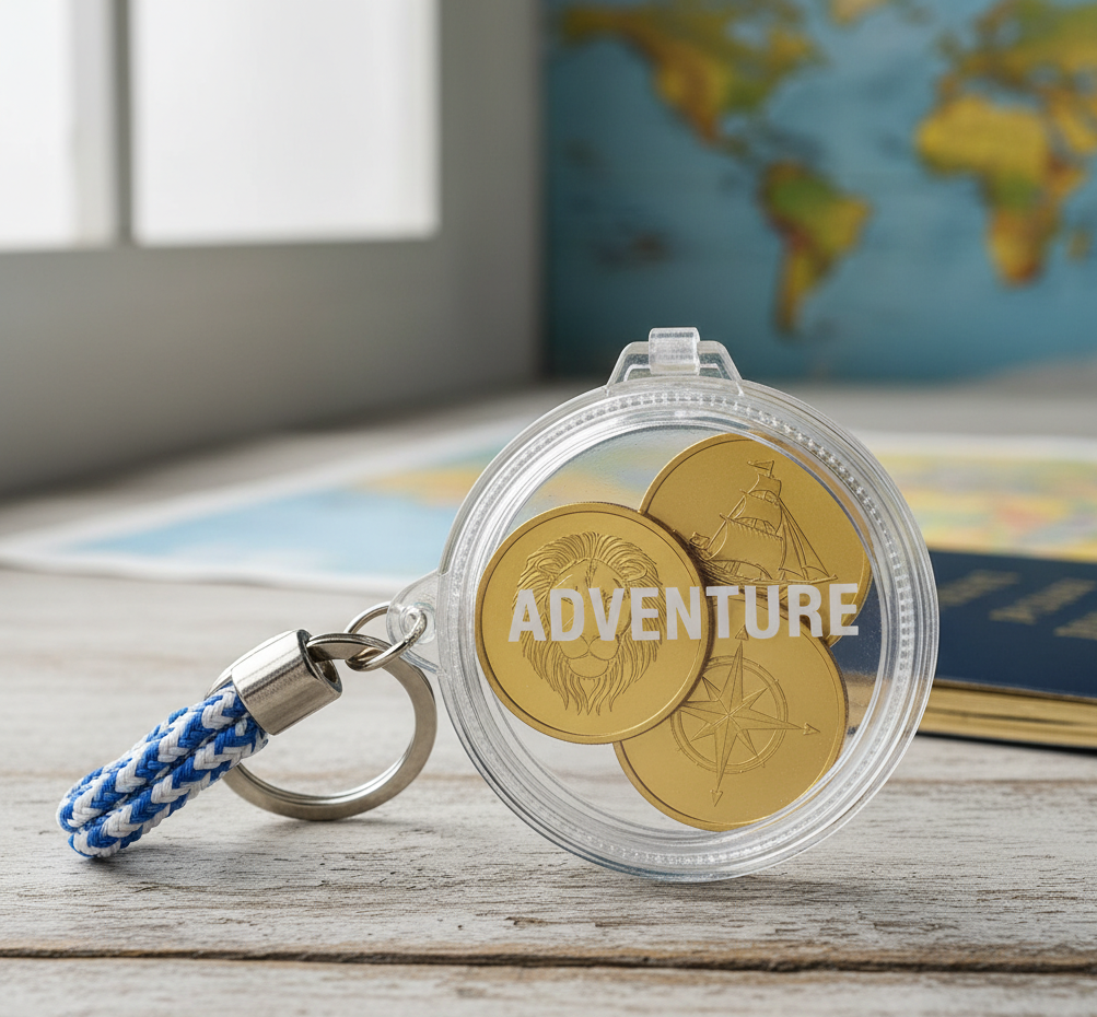 plastic coin holder keychain
