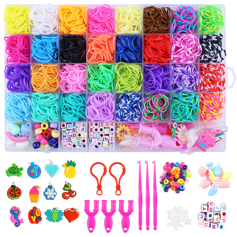 colorful elastic band kits for necklace and bracelet making
