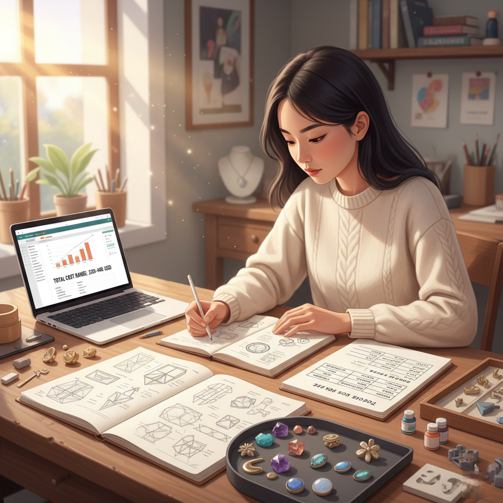 SoulAcc designer is designing the brooches and checking the sampling fee