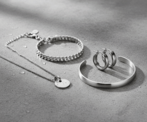 stainless steel necklace, earring, bracelet, bangle