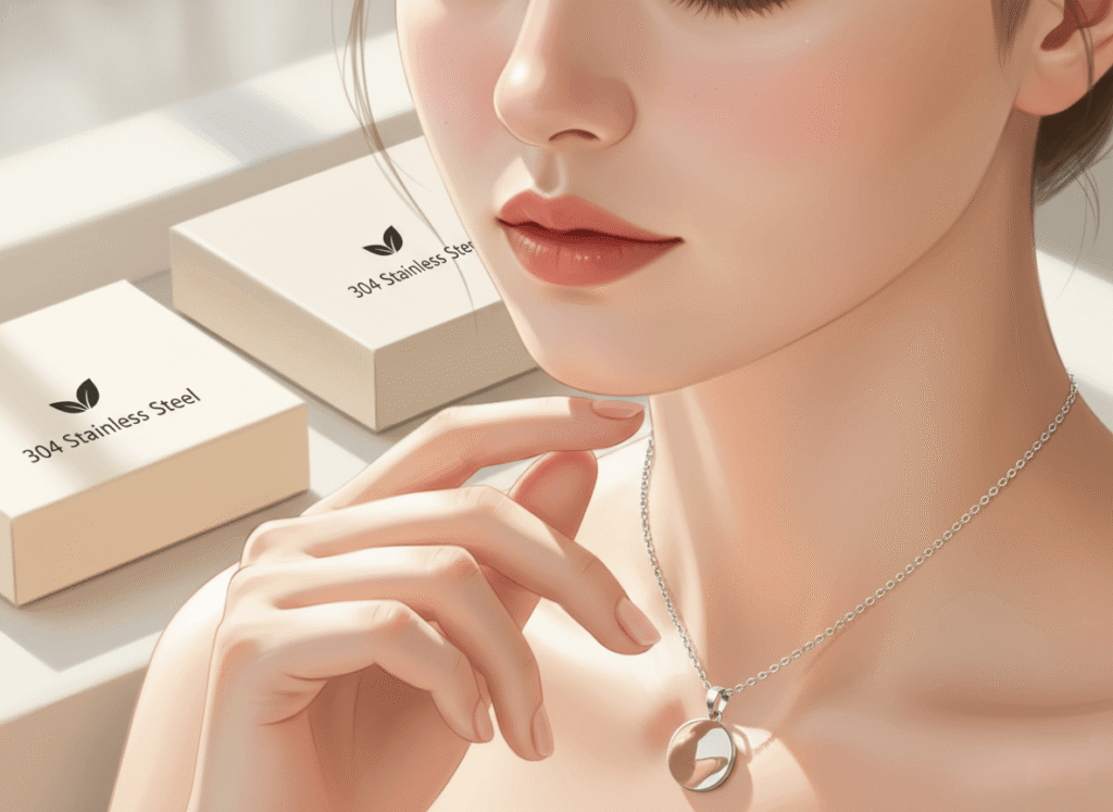 wearing 304 grade stainless steel necklace