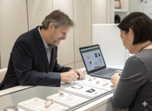 examining stainless steel necklace samples