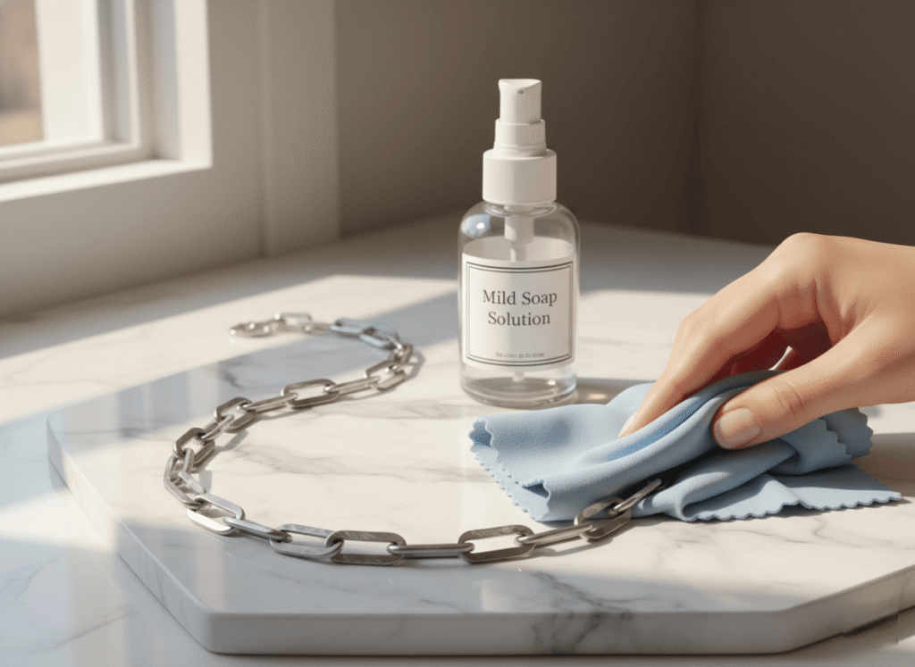 a soft microfiber or jewelry polishing cloth for touch-ups