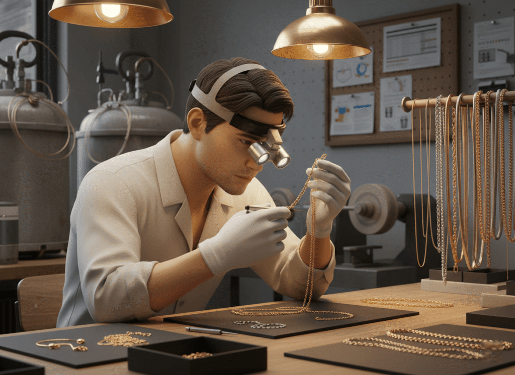 SoulAcc technician is examining the chains