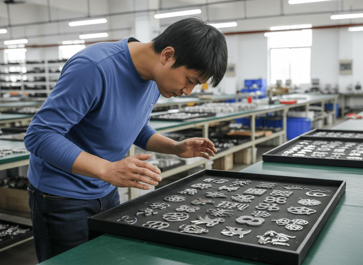 inspecting the quality of stainless steel charm
