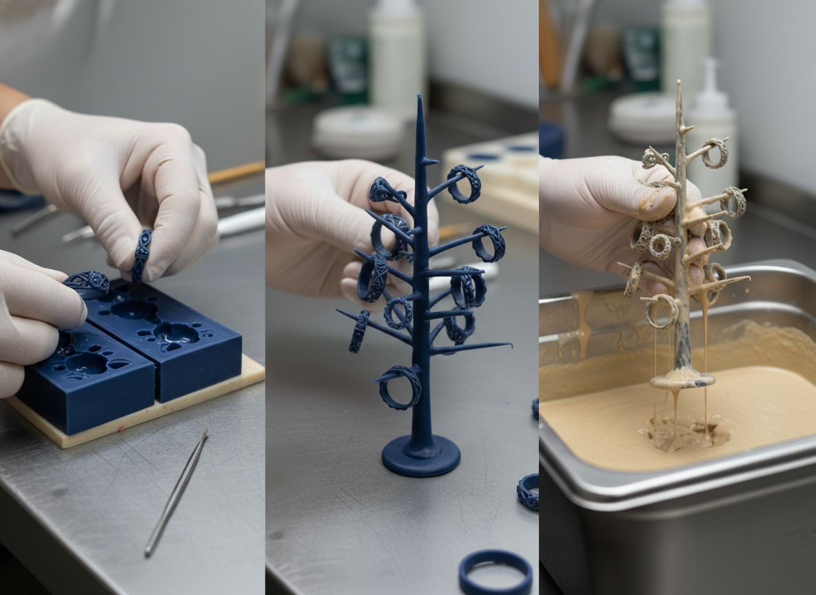 the process of making a wax mold for the stainless steel ring