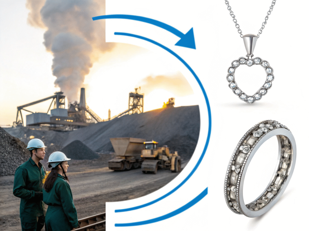 full life cycle of stainless steel jewelry—from raw material extraction to recycling