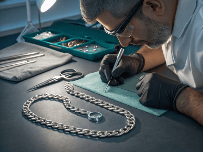showing the process of repairing the stainless steel jewelry