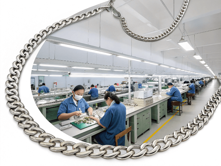 production line of 304 stainless steel jewelry