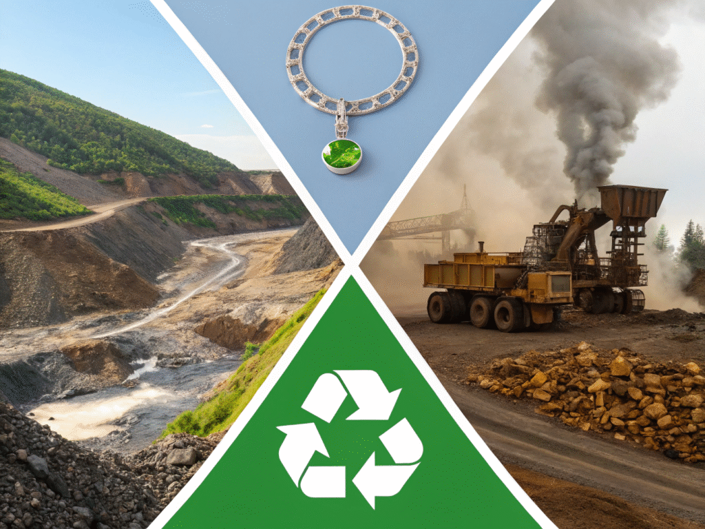 comparing stainless steel to silver and gold in terms of recyclability, pollution, and energy use