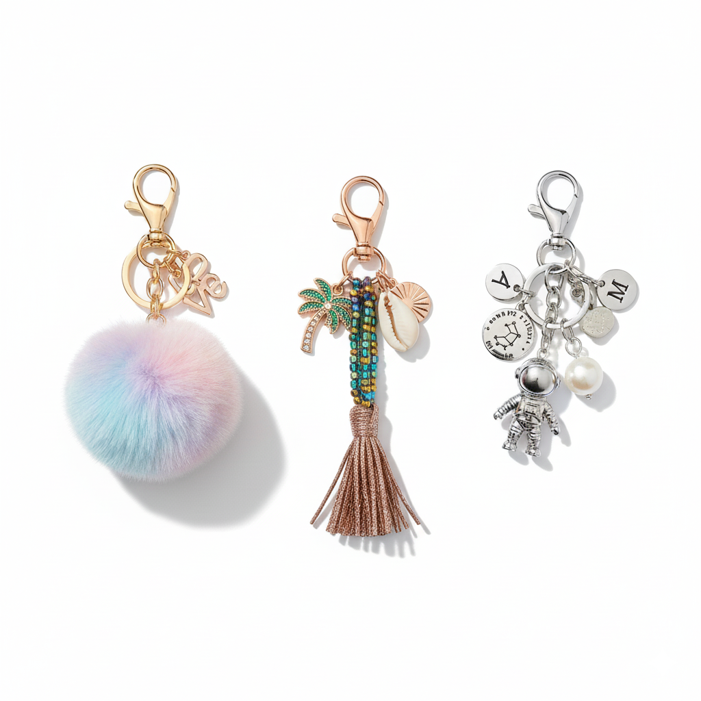 bag charm keychains have become particularly popular in the fashion market