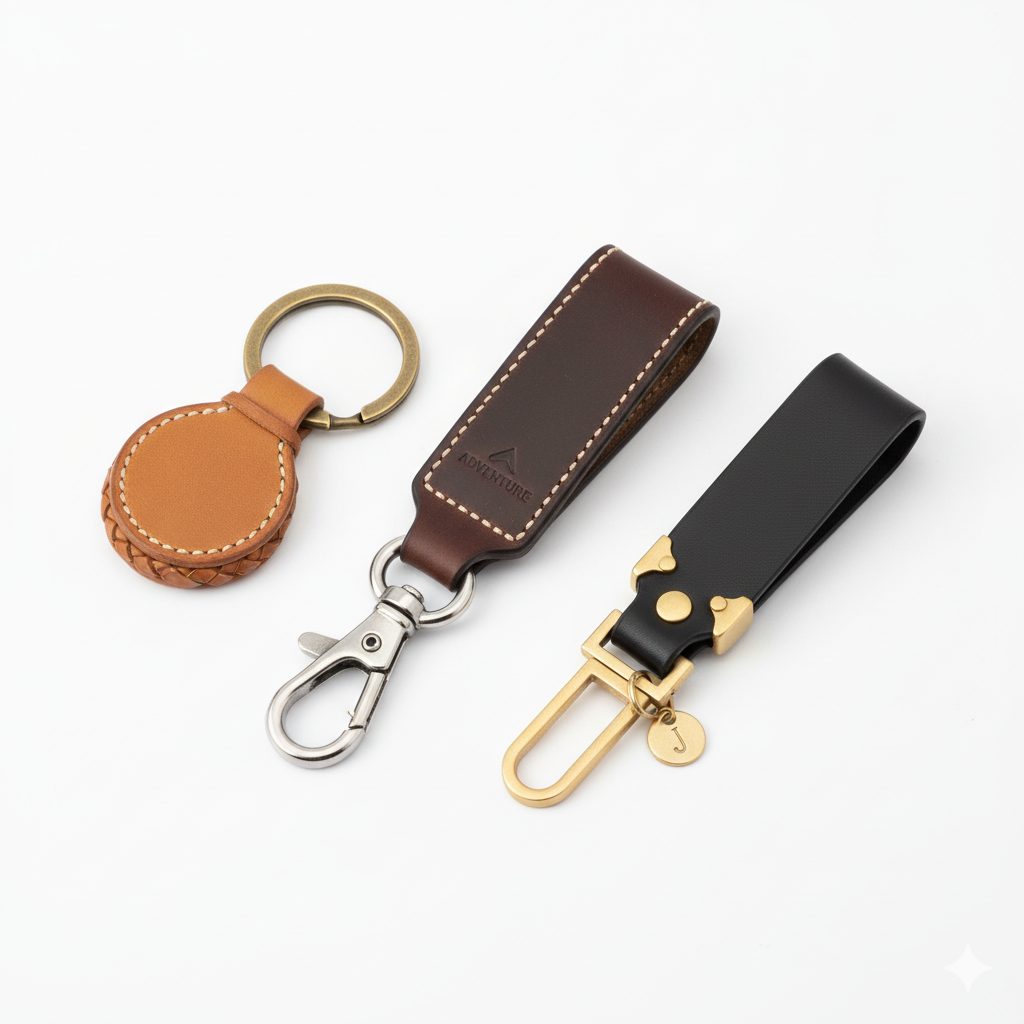 Leather keychains stand out for their refined and tactile appeal