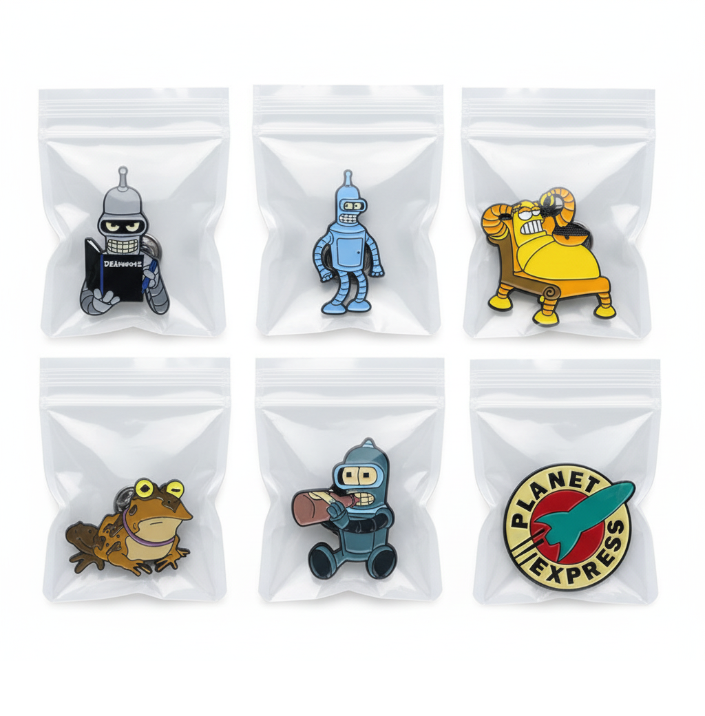 packed pins with opp bag