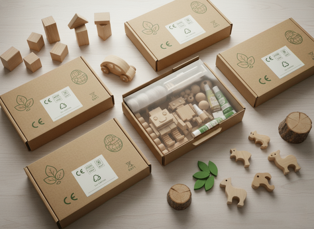  multiple boxes of craft kits labeled with CE, ASTM, and EN71 markings