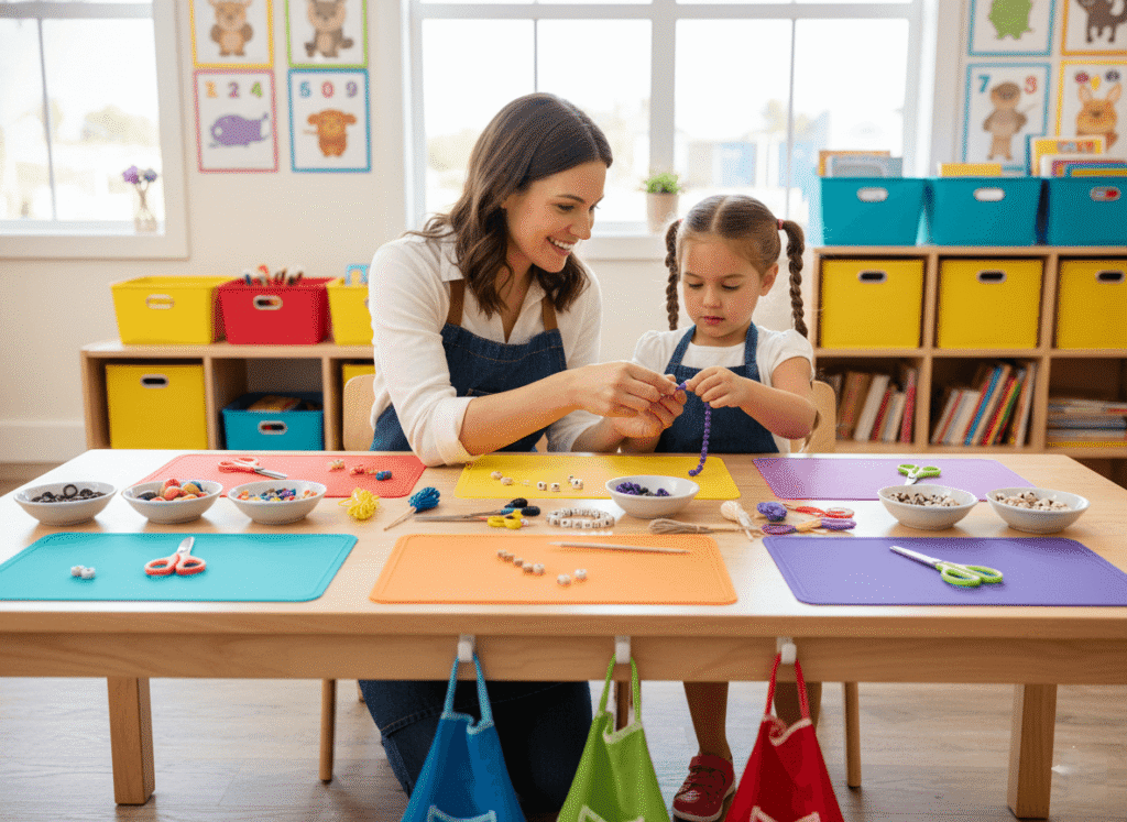 Children jewelry-making safety setup