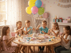 cheerful birthday party scene