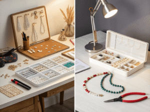 a hobbyist’s desk with individual tools