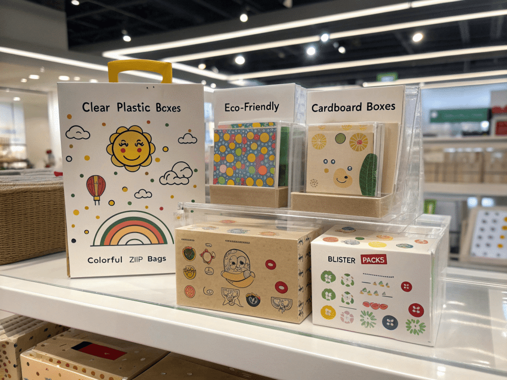 various packaging styles for children’s craft kits