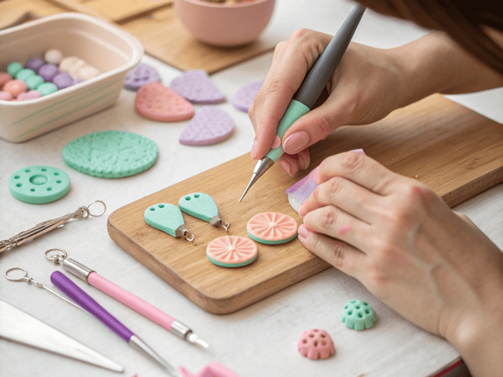 Polymer clay earrings handmade pastel design
