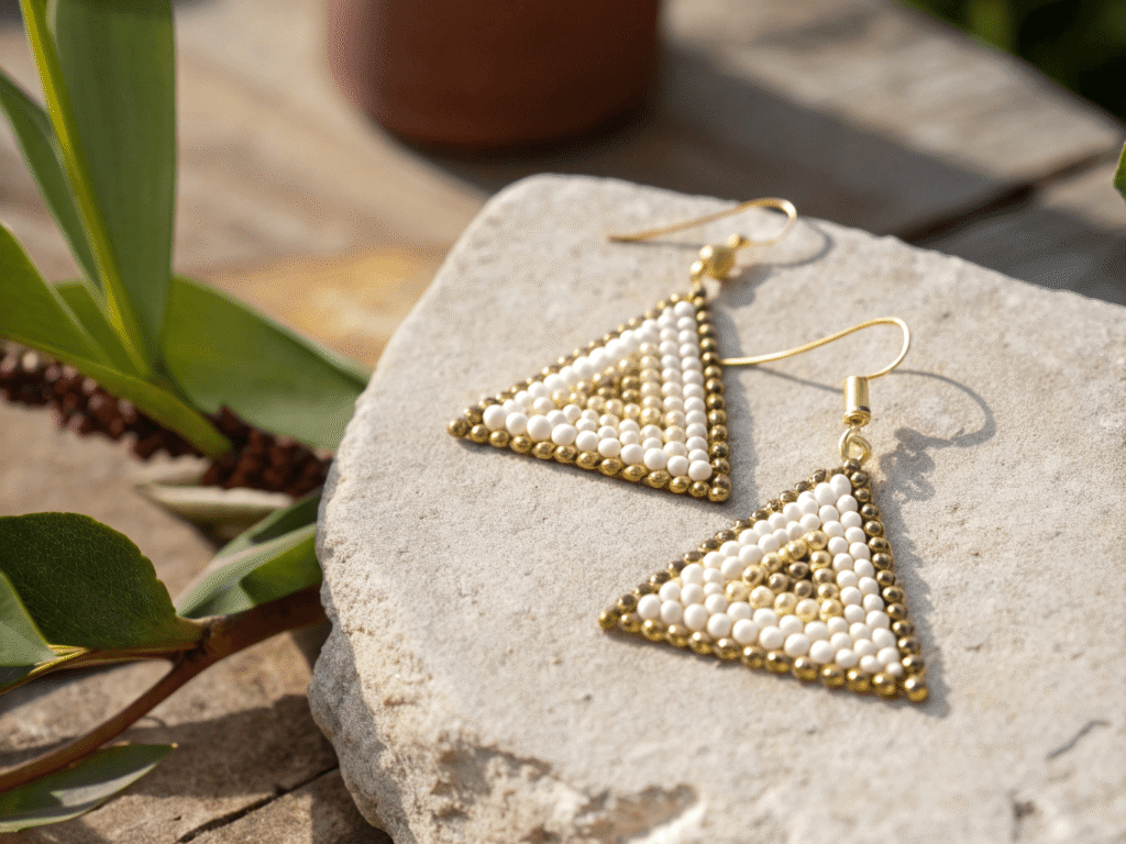 micro geometric bead earrings minimalist