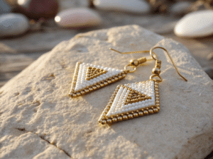 micro-geometric beaded earrings