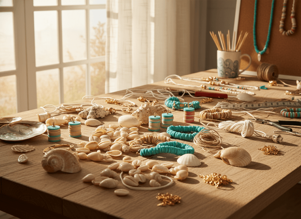 shell and coral beads