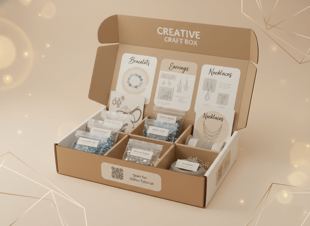 a “multi-project beginner jewelry kit” packaging box