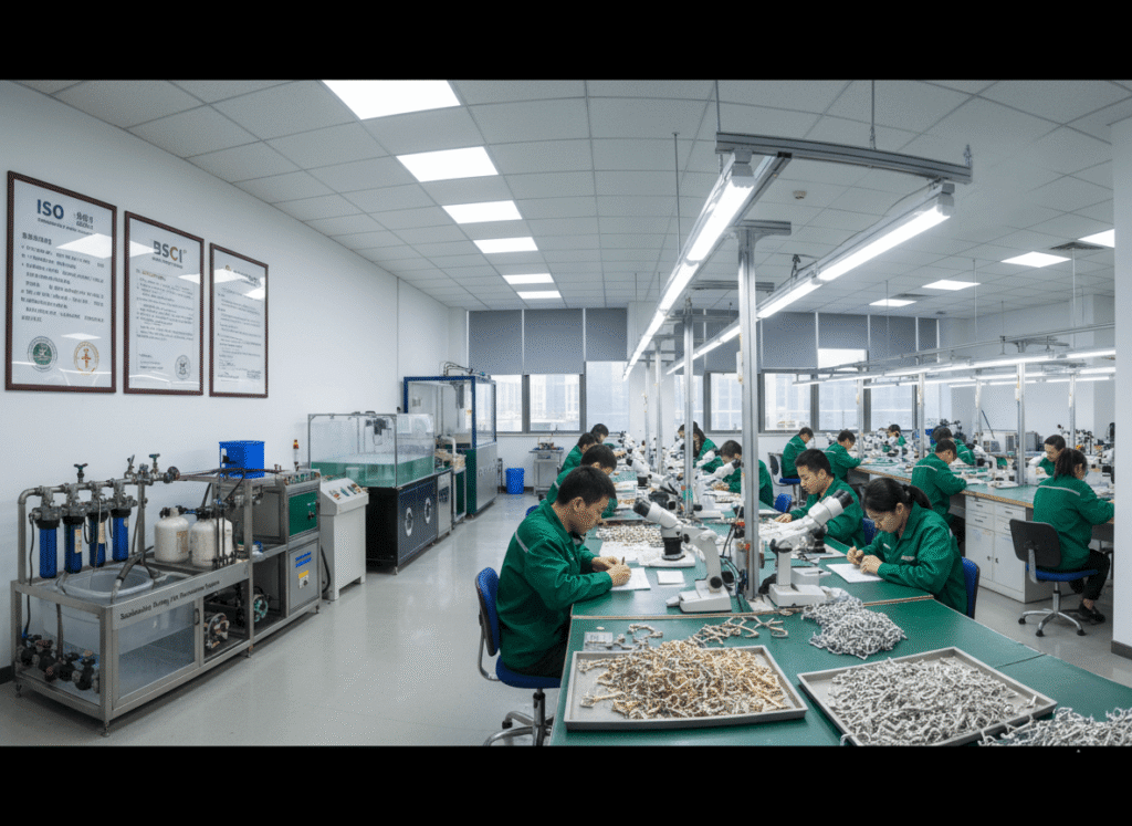 a modern, clean jewelry workshop in China