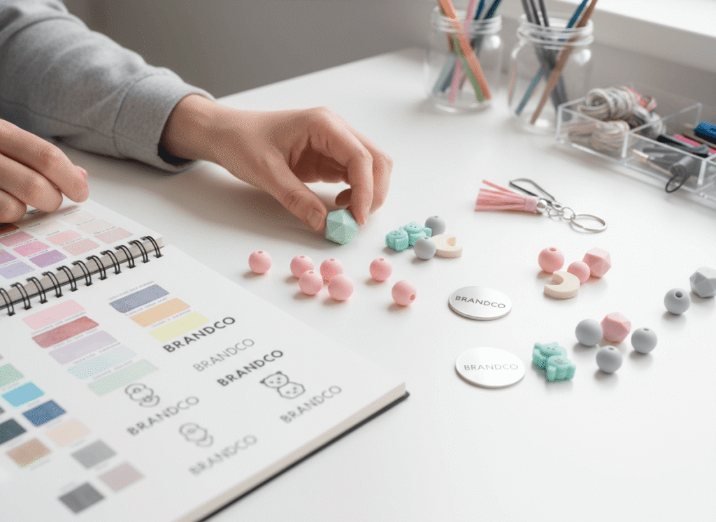 custom silicone bead keychain design