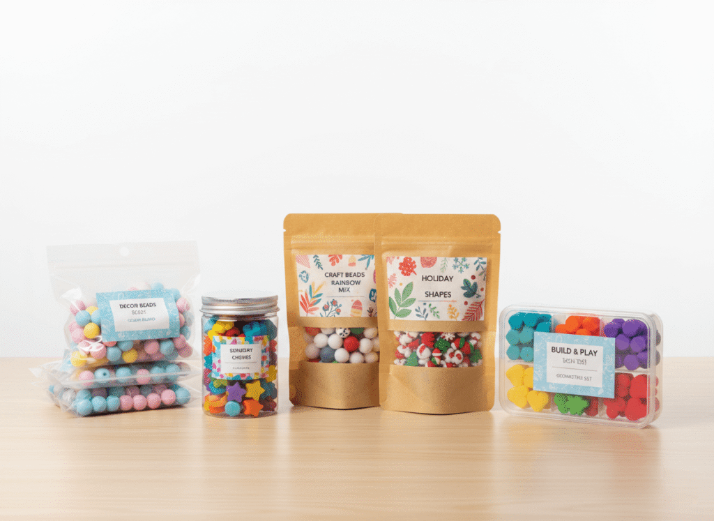 Packaging examples for silicone bead sets