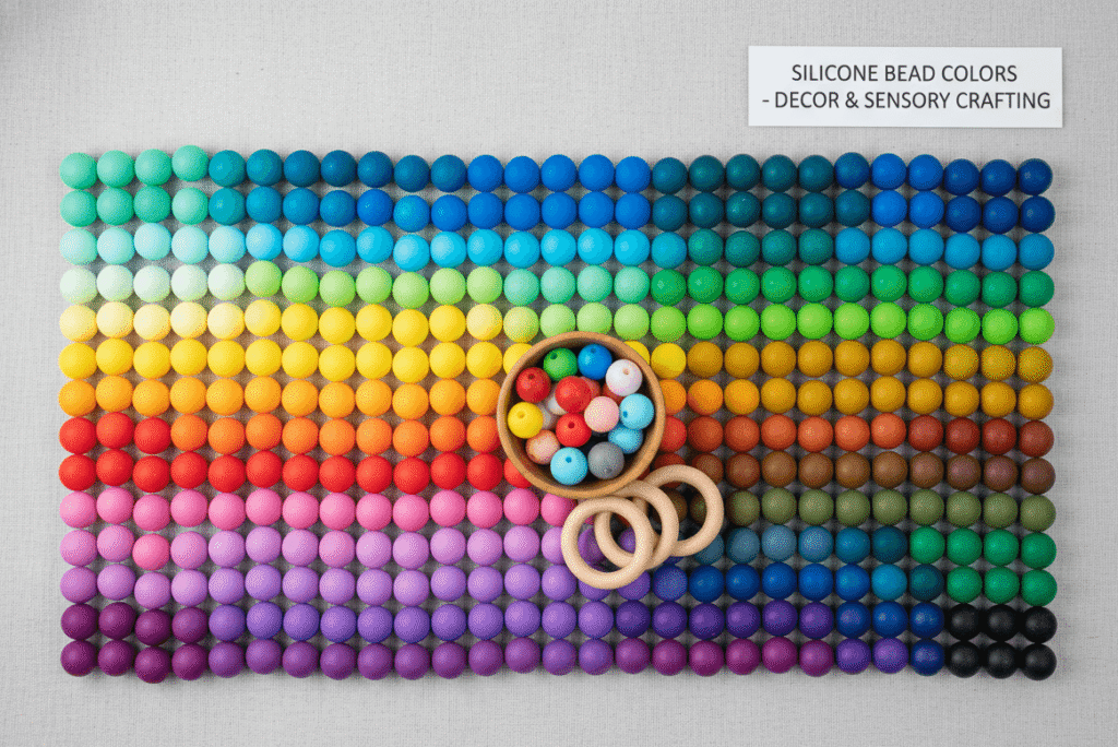 Silicone bead color options for décor and sensory crafting