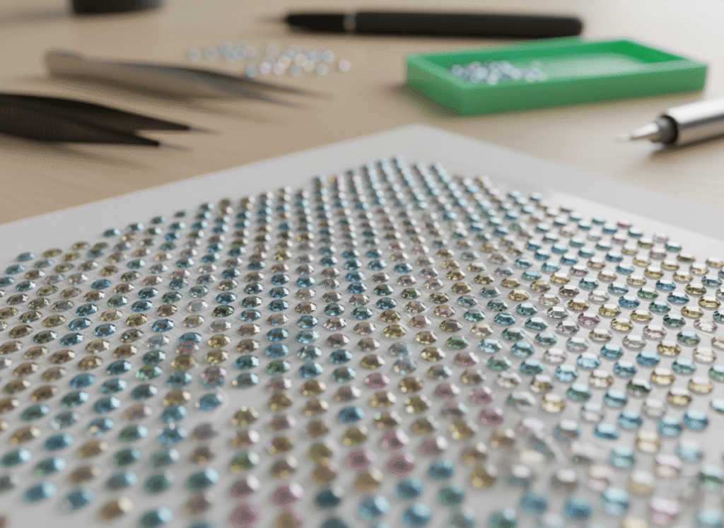 diamond painting canvas adhesive close-up