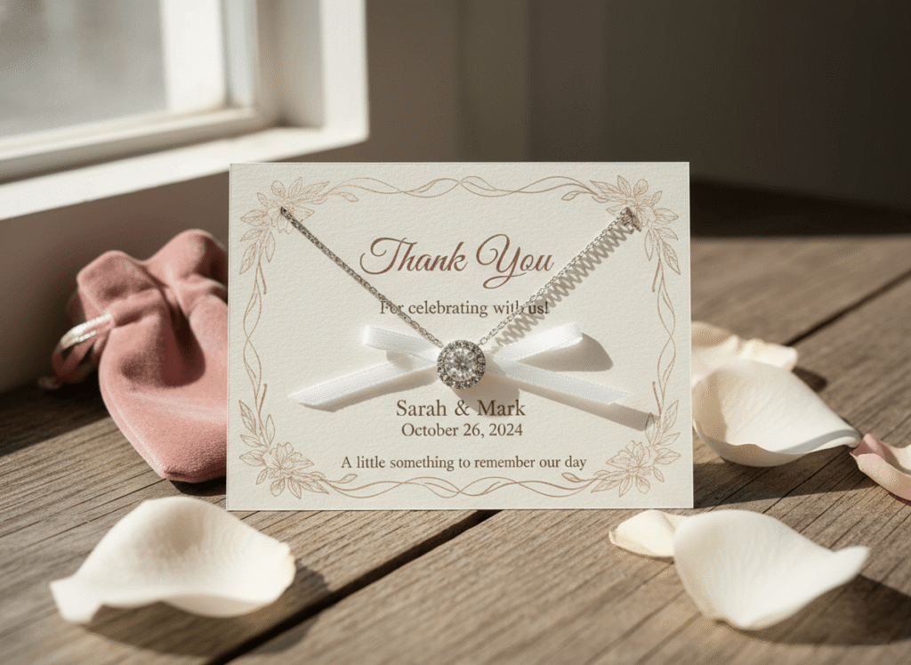 personalized jewelry favor gift message card
